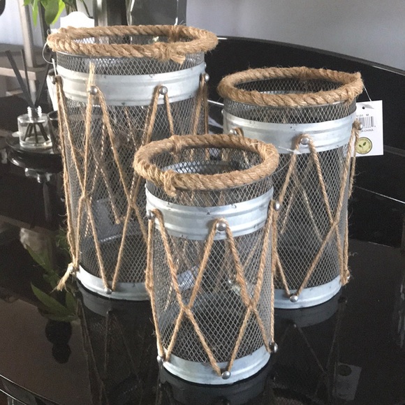The Gray Barn Other - Gray Barn Lomax Metal Rope Candle Holder (Set of 3